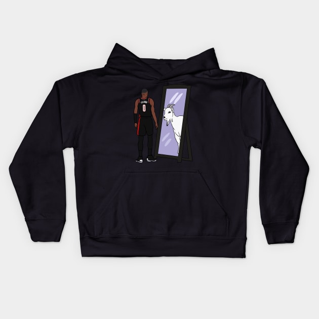 Damian Lillard Mirror GOAT Kids Hoodie by rattraptees